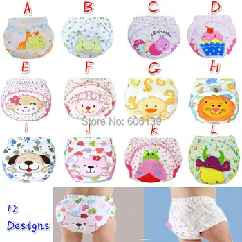 

Cute cartoon embroidery Training Pants Briefs washable Underwear Infant baby boys girls Cotton Waterproof Reusable Nappy Diaper