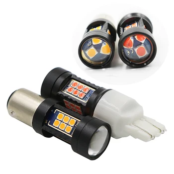 

YSY 10pcs 1157 P21/5W BAY15D 7443 3030 LED 27SMD Motor Brake Light Reverse Lamp Car Turn Signal Bulb Red Amber DC12V
