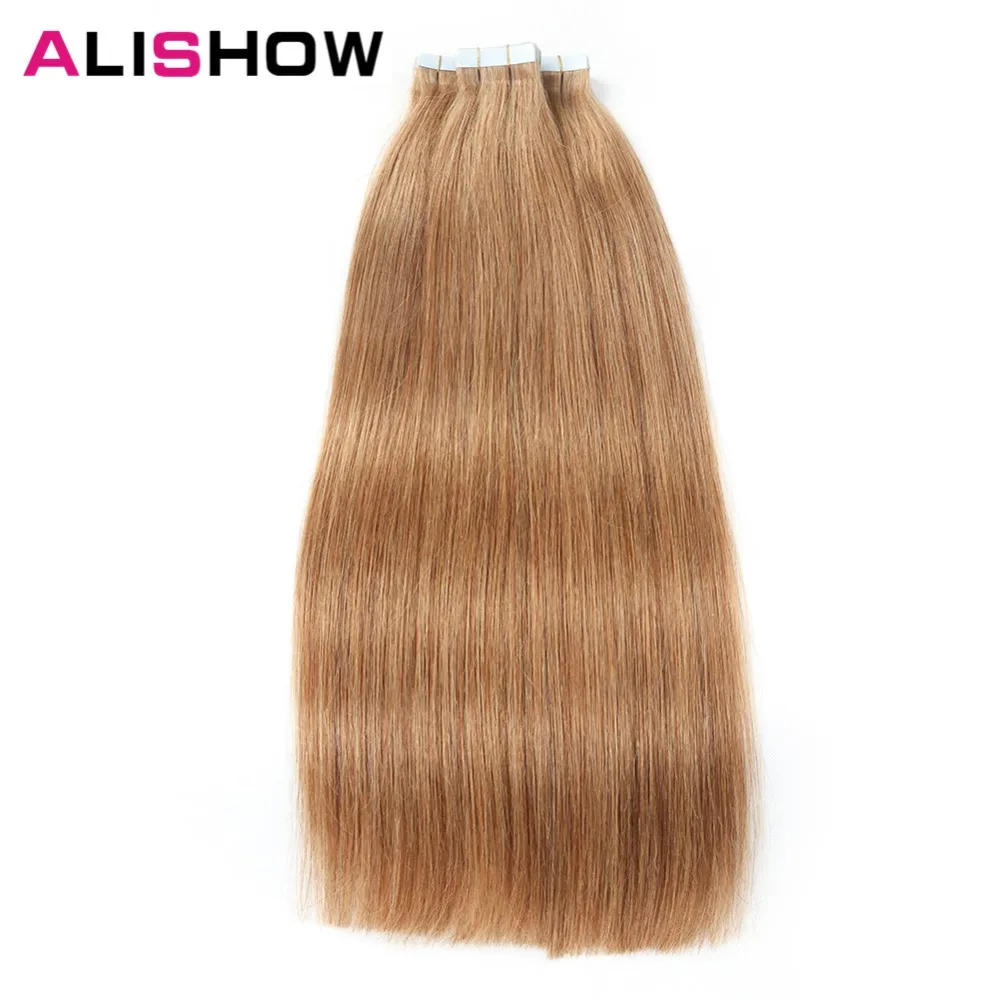 Alishow Remy Пряди человеческих волос для наращивания 20 шт. волос прямые волосы Комплект ленты в Пряди человеческих волос для наращивания 20 дюйм(ов