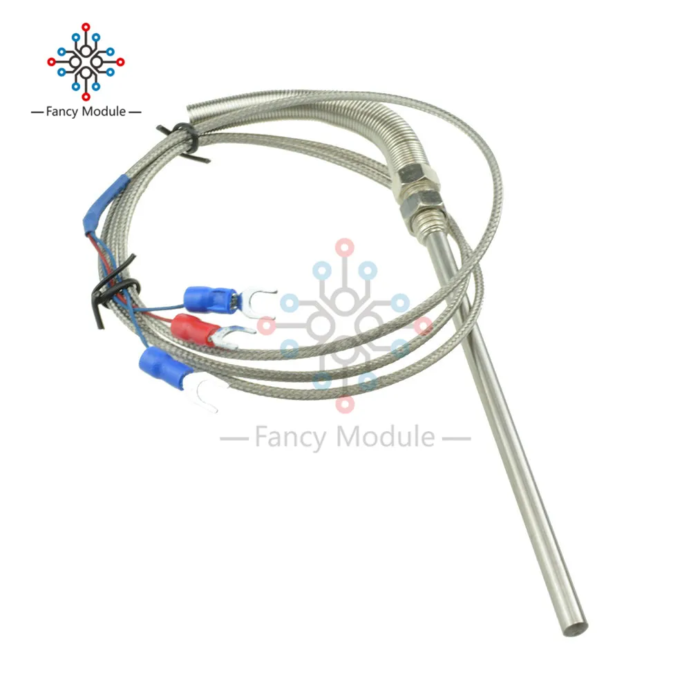 

Stainless Steel Shield 10cm Probe Tube RTD PT100 Temperature Sensor with 3 Cable Wires for Temperature Controller