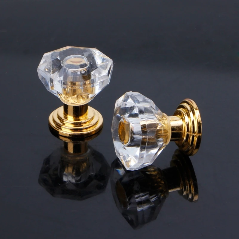 10PC Diamond Shape Crystal Glass Cabinet Knob Drawer Pull Handle For Jewelry Box
