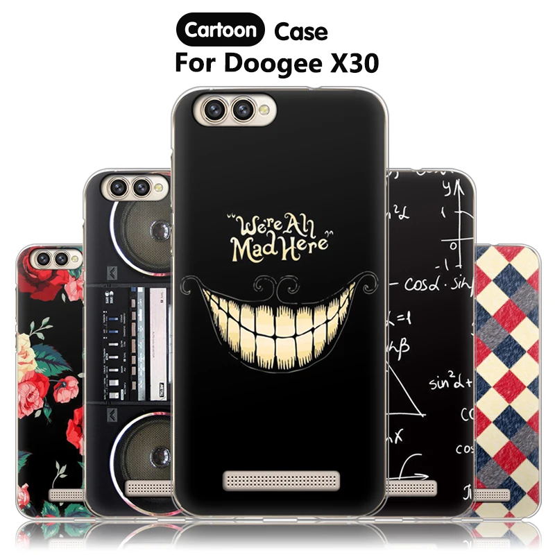 

JURCHEN Phone Case For Doogee X30 Cases Cartoon Cute Fashion Flower Cat Soft Silicone Cute Back Cover For Doogee X30 X 30