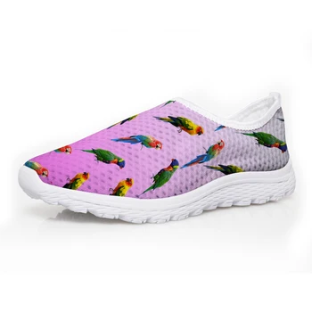 

NOISYDESIGNS Summer Women Casual Shoes Fashion Parrot Puzzle Design Women Breathable Mesh Shoes flat lady Beach Shoes Woman