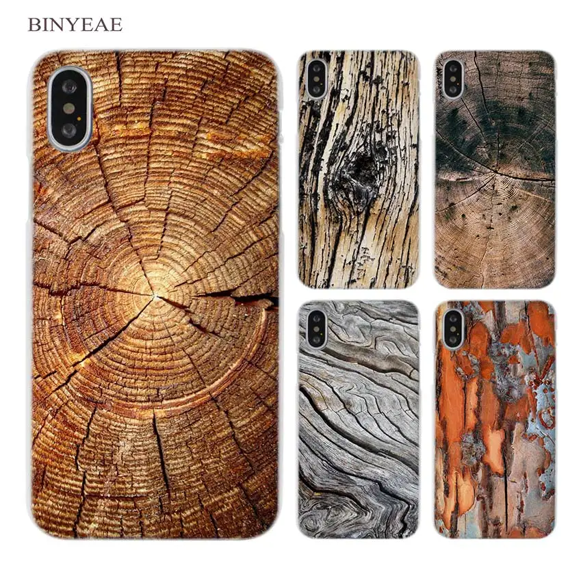 BINYEAE Wooden Pattern wood textures Clear Cell Phone Case Cover for