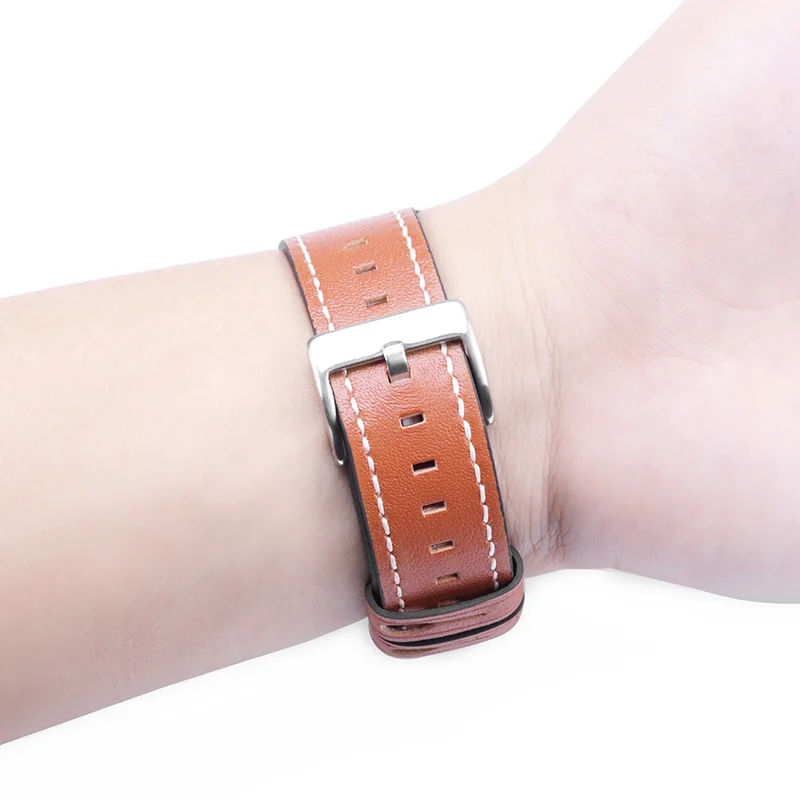 

leather strap Smart watch replacement strap Metal pin buckle adjustable size Compatible band width 20mm watch Quick installation