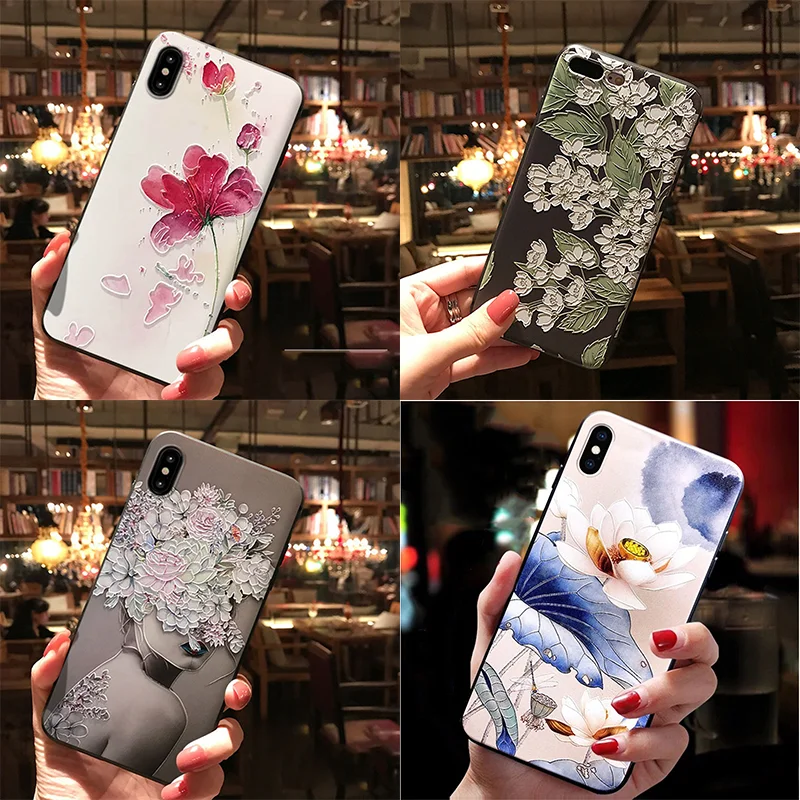

3D Embossed Flowers Case For Samsung Galaxy A30 A50 M20 M10 A7 A6 A8 Plus Star A5 A3 Note 4 8 9 S6 S7 Edge S8 S10 Plus S10e Case