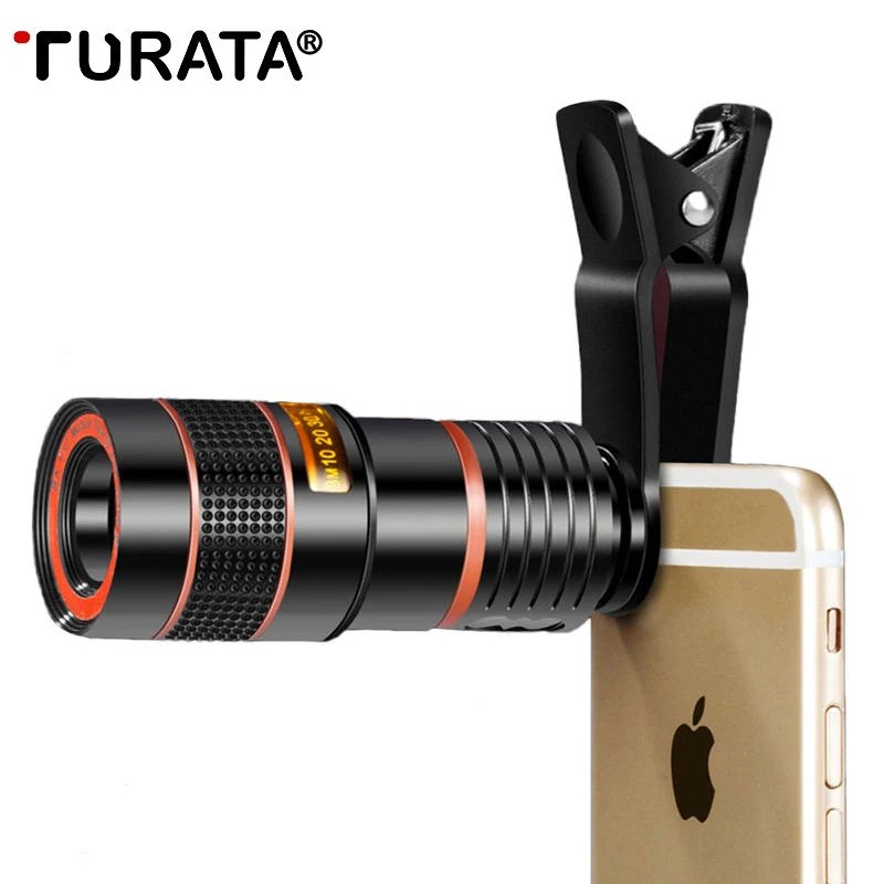 

TURATA Universal Clip 8X 12X Zoom Cell Phone Telescope Lens Telephoto External Smartphone Camera Lens For iPhone Samsung Huawei