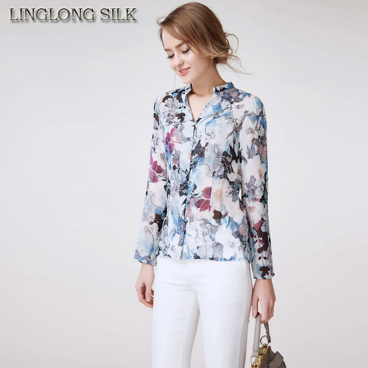 Sold out Silk Chiffon Shirt 3657 100%Pure Silk Chiffon Blouses Women ...