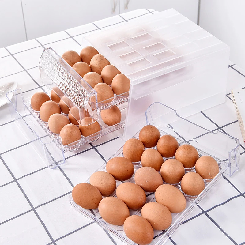 

New 34 Grid Double Layer Egg Box Food Container Organizer Storage box/Drawer Idded Kitchen Refrigerator Storage Boxes Crisper