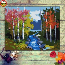 Картины нарисованные красками по номерам на холсте с рамкой нумерации краски по номерам наборы акриловых пейзажей леса