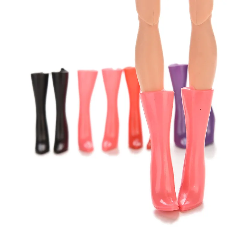 10 пар модные пластиковые разноцветные каблуки жесткие сапоги обувь для куклы