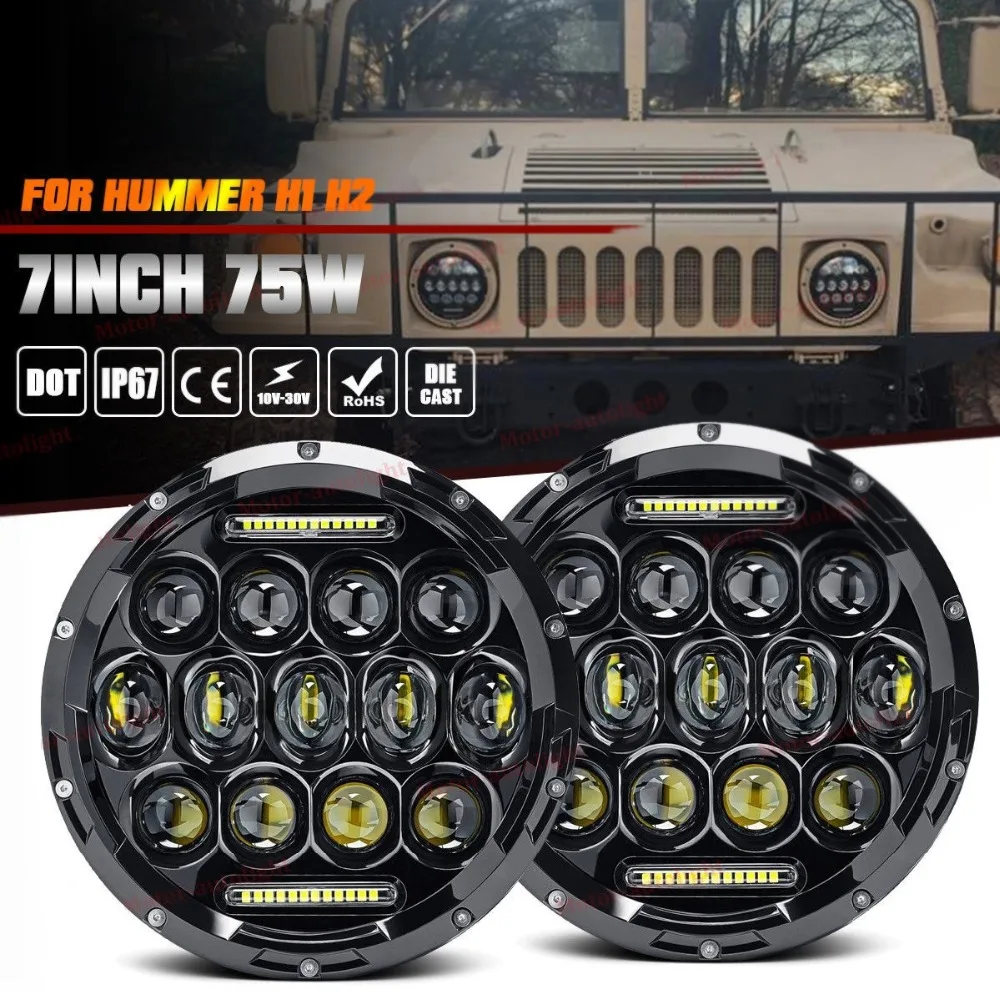 

CO LIGHT 2Pcs 7Inch Round Led Headlight 12V 24V 75W Hi/Lo Beam Auto DRL for Jeep Lada General Hummer Toyota Ford Kia Car-styling
