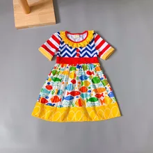 mustard 100%cotton Fall with geometry Ruffle Baby Girls Dress Apparel Accessory for present miraculous ladybug mustard 100%cotton Fall with geometry Ruffle Baby Girls Dress Apparel Accessory for present miraculous ladybug