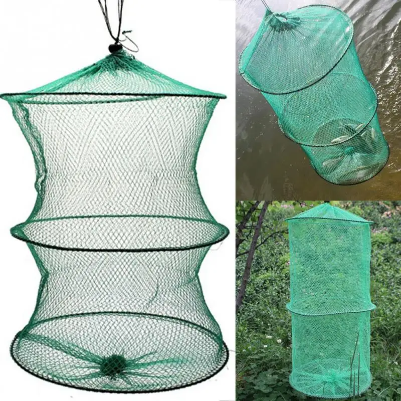 

2 Layers Foldable Fishing Net Fish Shrimp Mesh Cage Cast Net Fishing Trap Network Portable Fishing Net Tackle 37 x 30cm