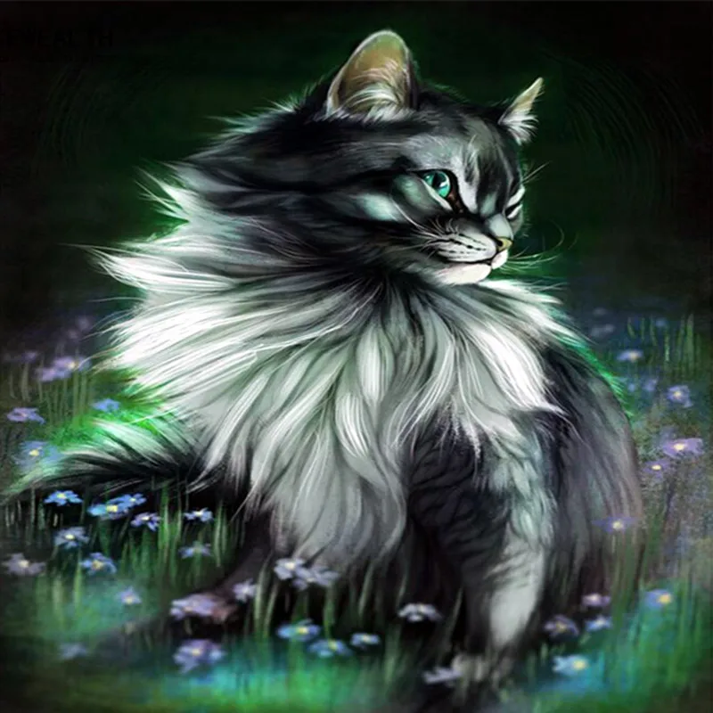 5D Diy full square/round drill diamond painting cat Cross stitch embroidery Rhinestone Mosaic home decor | Дом и сад