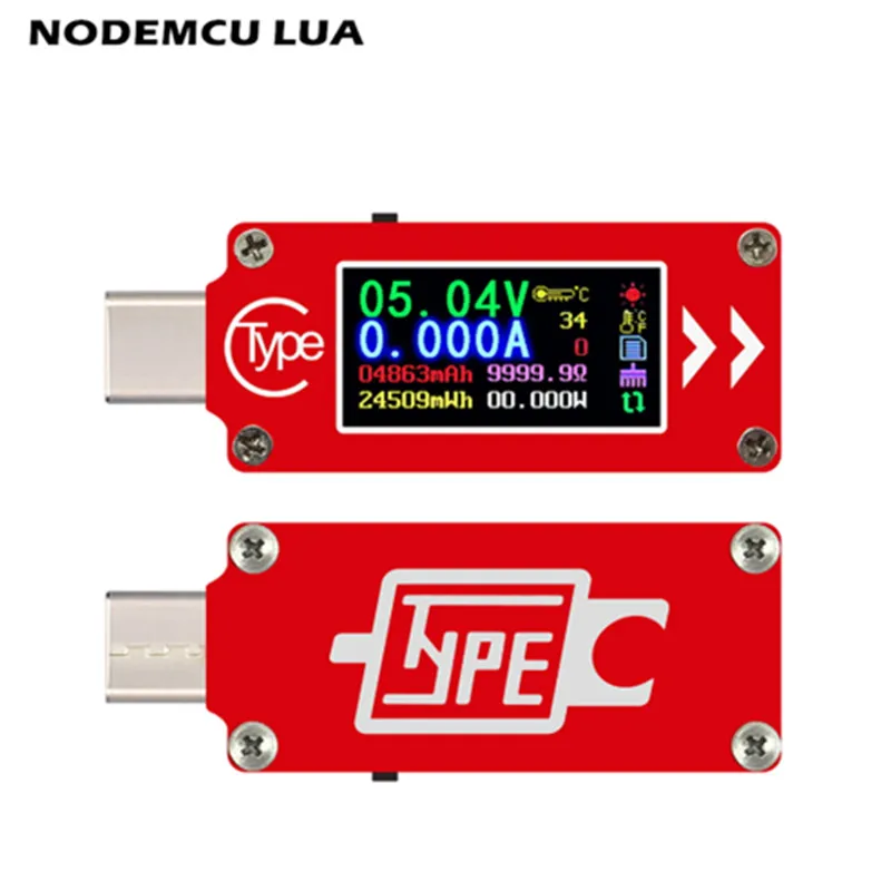 

TC64 Type-C Voltmeter Ammeter Red Color LCD USB Voltage Current meter Tester multimeter battery PD charge power bank USB Tester
