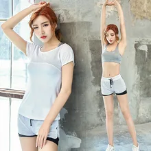 Спортивная одежда 3 предмета Набор Йога Спортивная рубашка для Для женщин спортивный бюстгальтер Фитнес расклешенные брюки леггинсы спортивный костюм тренажерный зал Леггинсы