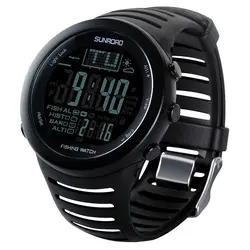 SunRoad FR720 5ATM Водонепроницаемый цифровой спортивные часы Stopwatchs/высотомер/барометр для рыбалки, восхождение (черный)