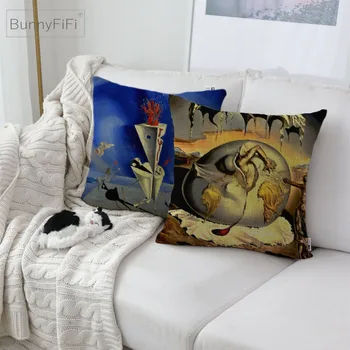 

Salvador Dali Dream Surreal Artwork Decorative Cotton Linen Cushion Cover 45x45cm For Sofa Chair Pillow Case Home Decor Almofada