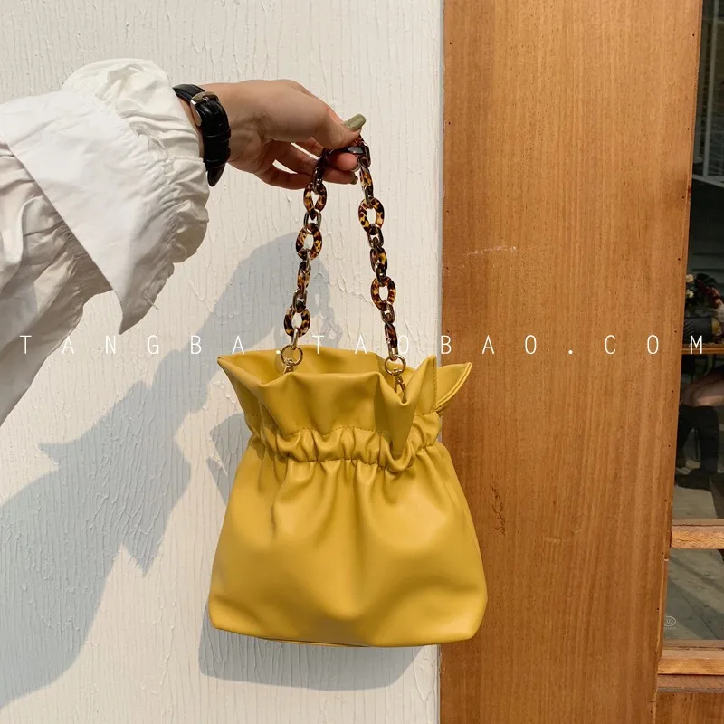 Роскошные сумки, женская сумка-мешок, известная акриловая сумка на цепочке, Женская винтажная сумка-мешок через плечо, кожаный кошелек