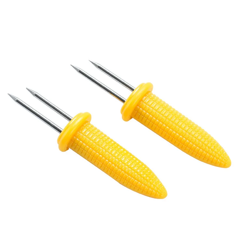 10PCS Stainless Steel BBQ Corn Holders Fork Corn On The Cob Skewers