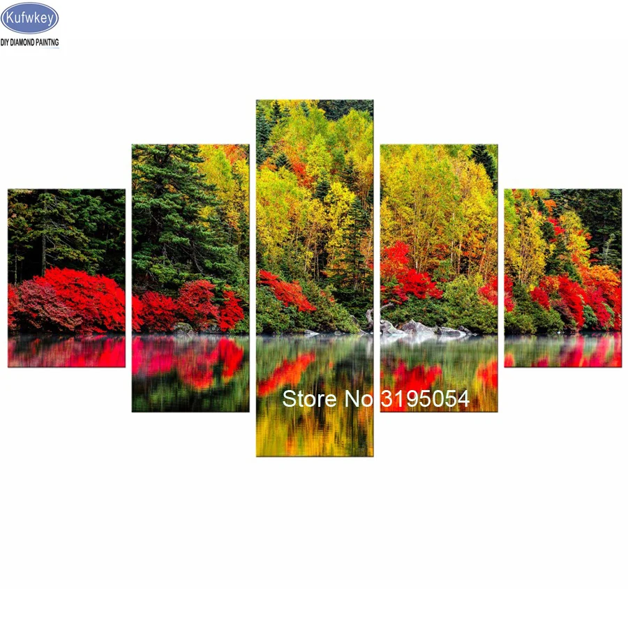 

5 pcs 5D,diy,Diamond Painting Landscape,autumn,Full,Diamond Embroidery,3d picture,image,Stitch Cross,Diamond Mosaic,Needlework