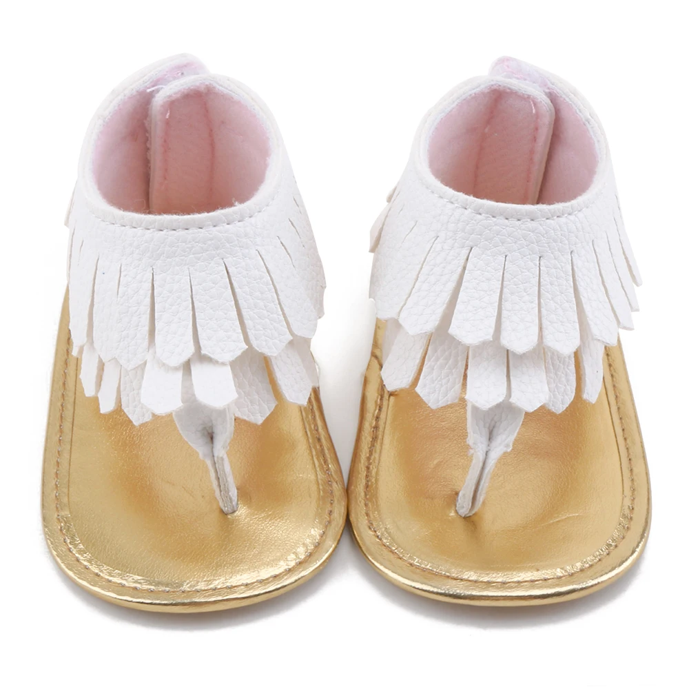 Delebao летние детские сандалии для девочек, с кисточками, из искусственной кожи плоская подошва мягкая подошва для новорожденных, для маленьких мальчиков и девочек обувь ходунков