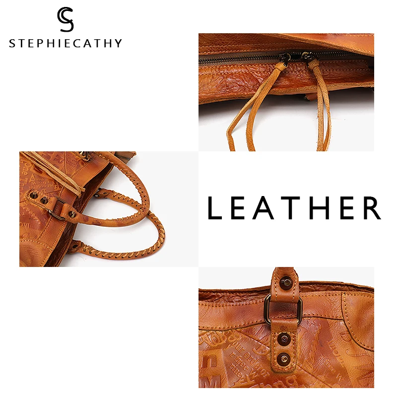  SC Large Women Leather Bags Female Retro Vintage Italian Leather Shoulder Tote Bag for Girls Large 