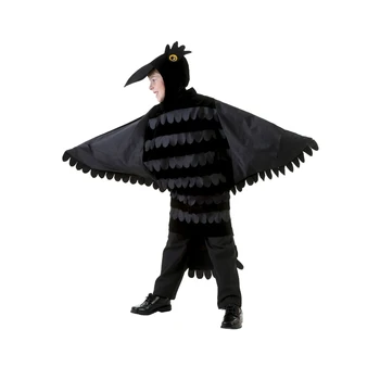 

Deluxe Children Black Crow Costume Genuine Disguise Halloween Kids Animals Performance Cosplay Carnival Party Dress-up Jumpsuit