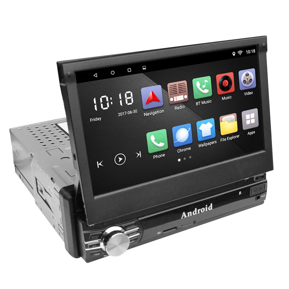 

7Inch Car DVD Multimedia Player Android 6.0 Retractable Touch Screen Bluetooth Wifi FM Radio Player Mirror Link GPS Navigation