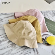 USPOP Новые складные летние шляпы женские модные хлопковые шляпы женские мягкие дышащие одноцветные шляпы