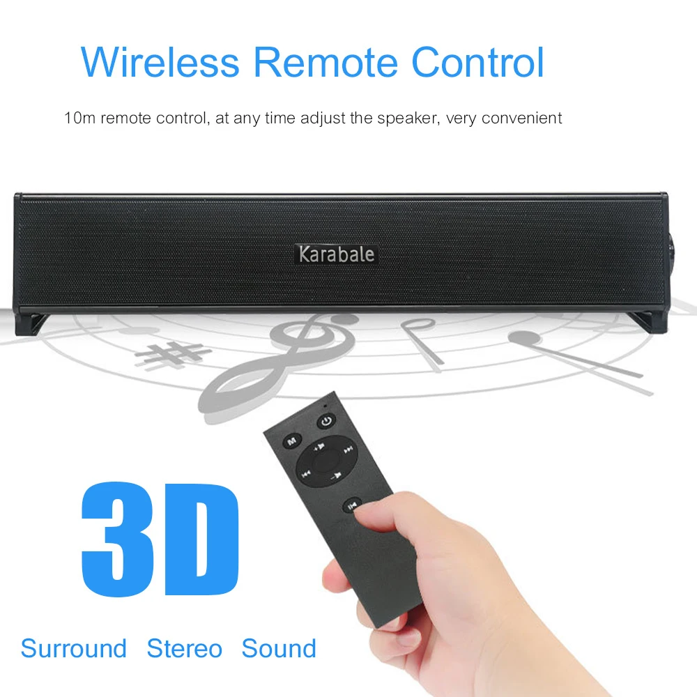 

20W Big Power Bluetooth 5.0 Speaker Soundbar Subwoofer Portable Heavy Bass Wireless Remote Control Desktop Speaker Home Theater