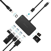 dodocool 8-in-1 USB-C Hub Type-C HD output 1000Mbps RJ-45 Ethernet SD/TF card reader PD Ports usb 3.0 hub for laptop TV Macbook