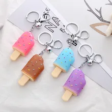 Светодиодный ледяной кошелек для крема акриловый ключ Мини милый брелок для девочек Автомобильный держатель для ключей для женщин и мужчин сумка очаровательные аксессуары брелок Подвеска подарки