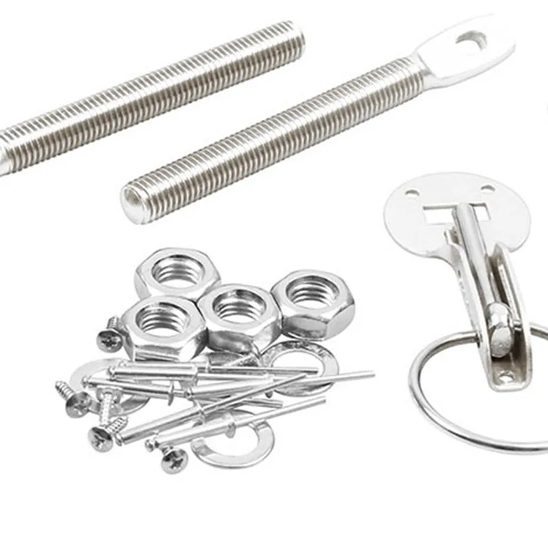 Universal Car Bonnet Pins Hood Lock Latch Kit Hood Safety Pins for Racing Sport Car Black