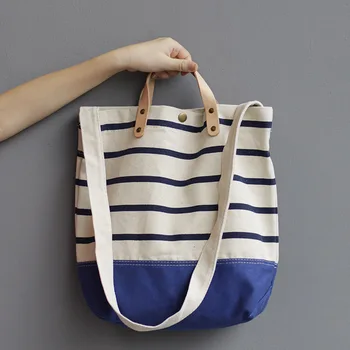 

102518 new hot women handbag stripe canvas bag lady casual tote bag