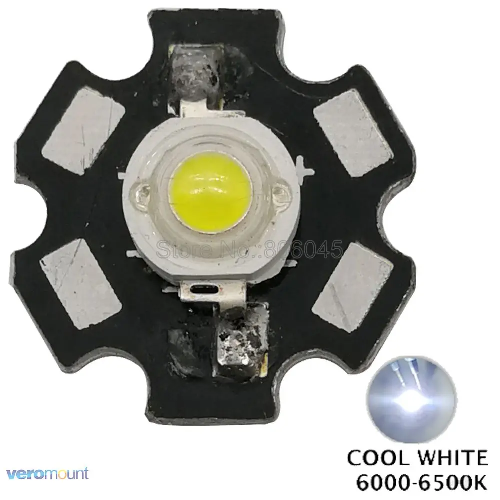 10 Pz 3 W Bianco Freddo Di Alto Potere Led Bead Emettitore Dc3.2-3.8V 700Ma 180-200Lm 6000-6500 K Epileds 45Mil 20Mm Di Stella Platine Dissipatore Di 