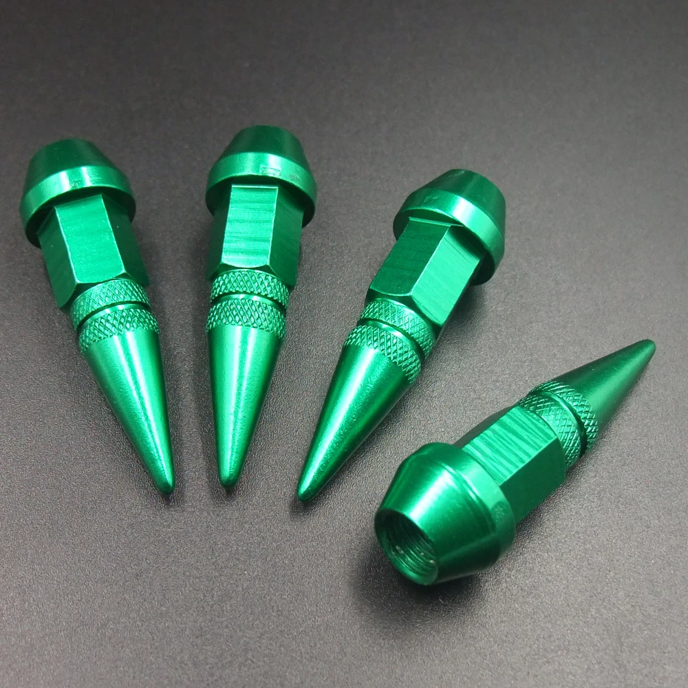 4pcs Green 45mm Universal Spiked Car Wheel Tire Valve Air Stem Dust