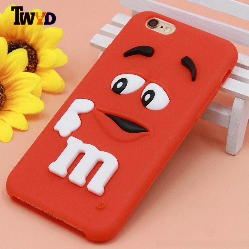 Goedkoop Cartoon M amp; M #039;s Chocolade Snoep Rubber Case Voor iPhone 6 6 S 7 8 Plus X 5C SE 5 5 S Top Kwaliteit Zachte Siliconen Achterkant Fundas