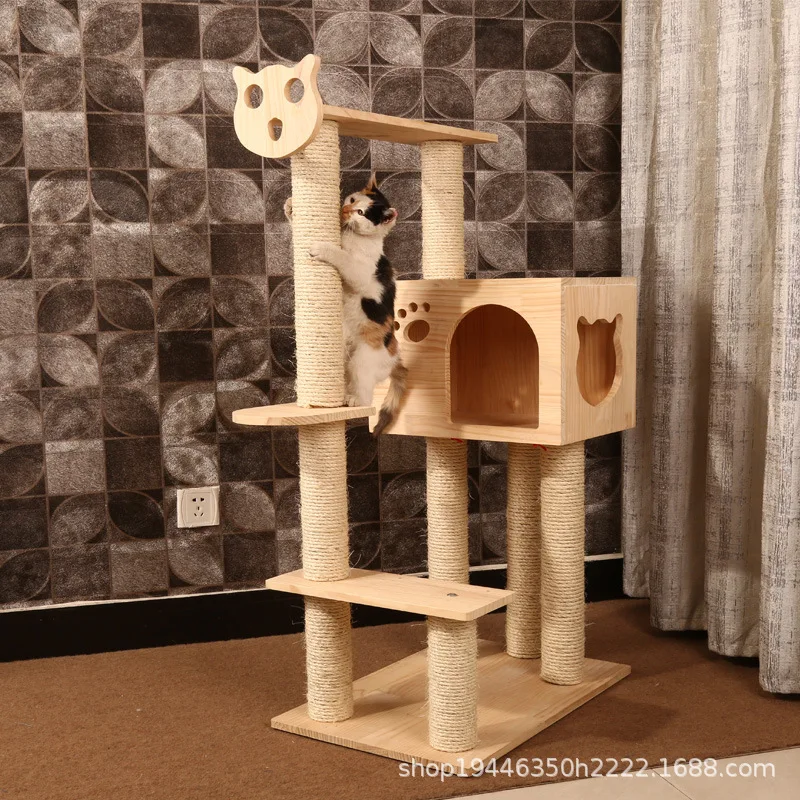 

Solid Large size sisal cat scratching post scratching Wood cat tree house pet furniture play house pet supplies dropshipping