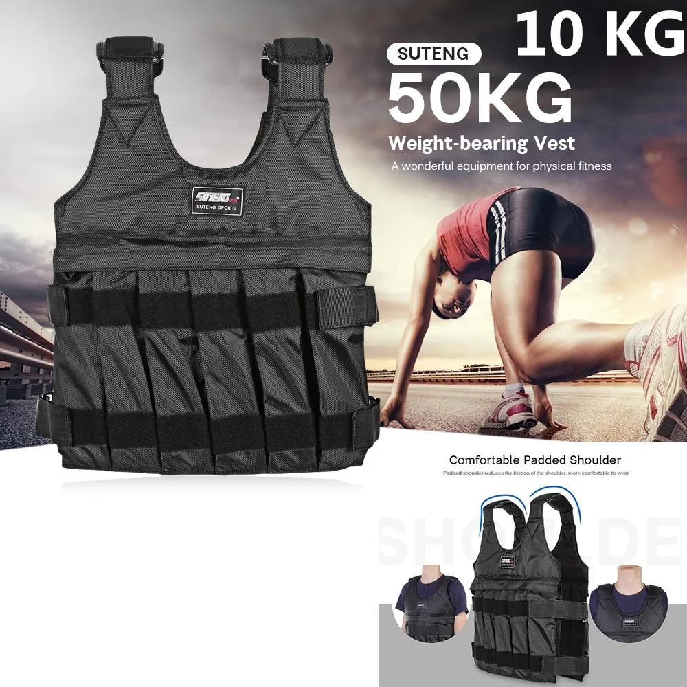 

SUTENG Chaleco Lastrado 10kg/50kg Loading Weight Vest Gym Exercise Adjustable Boxing Training Vest Sanda Sparring Protect Jacket