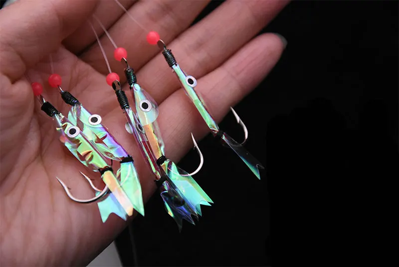 JYJ 1pack 5arms fishing hook string hook sabiki rig Combination High Carbon Pesca flasher fishing skin