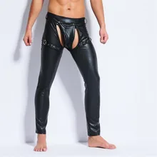 Сексуальные мужские черные брюки из искусственной кожи, мужские длинные брюки, мужские новые обтягивающие колготки леггинсы мужские Тонкий обтягивающий прилегающий брюки