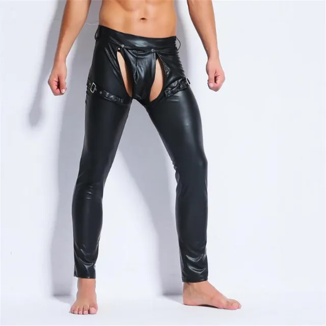 Sexy Men S Black Faux Leather Pants Men S Long Trousers Men S Novelty