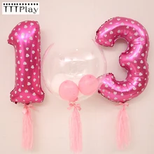 Grands ballons à chiffre rose et bleu en aluminium, 32 pouces, à hélium, pour décor de fête d'anniversaire et de mariage, à Air, fournitures de fête