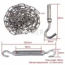 M3x5M серебро 304 нержавеющая сталь нагрузки 60 кг Поворотная пряжка цепи набор открытый сушки затяжки