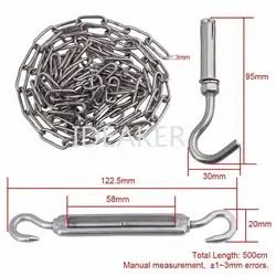 M3x5M серебро 304 нержавеющая сталь нагрузки 60 кг Поворотная пряжка цепи набор открытый сушки затяжки