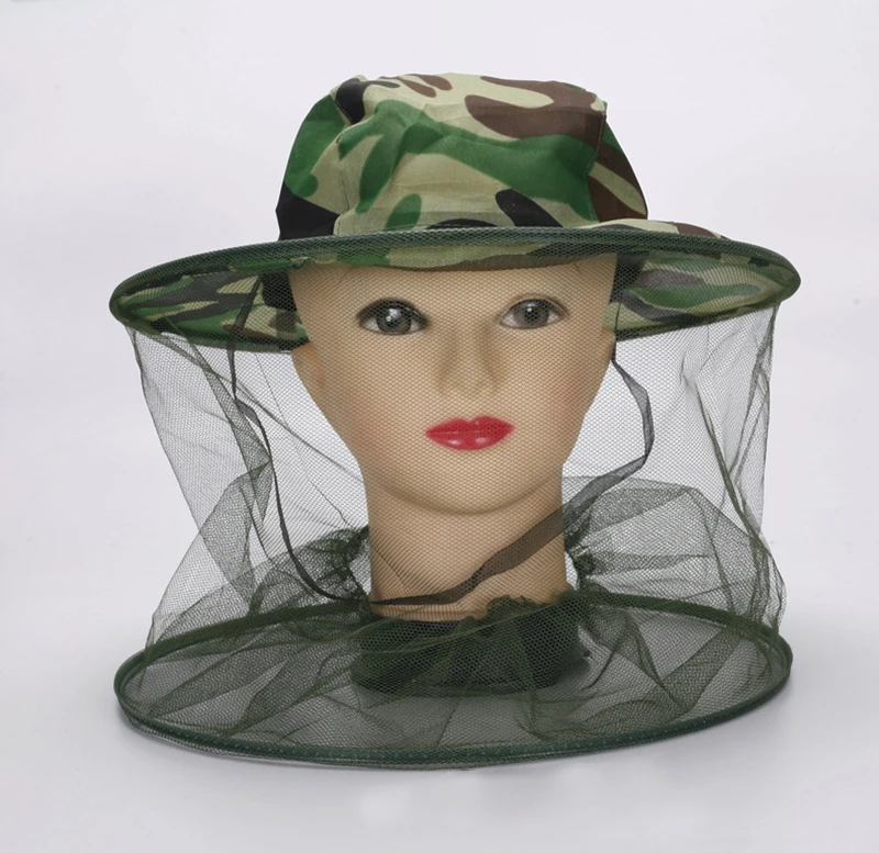 

Camouflage Fishing Hat Bee keeping Insects Mosquito Net Prevention Cap Mesh Fishing Cap Outdoor Sunshade Neck Head Cover