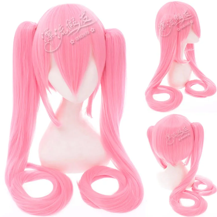 

Vocaloid V V+ Miku Hatsune Pink Double ponytail Anime Cosplay wig