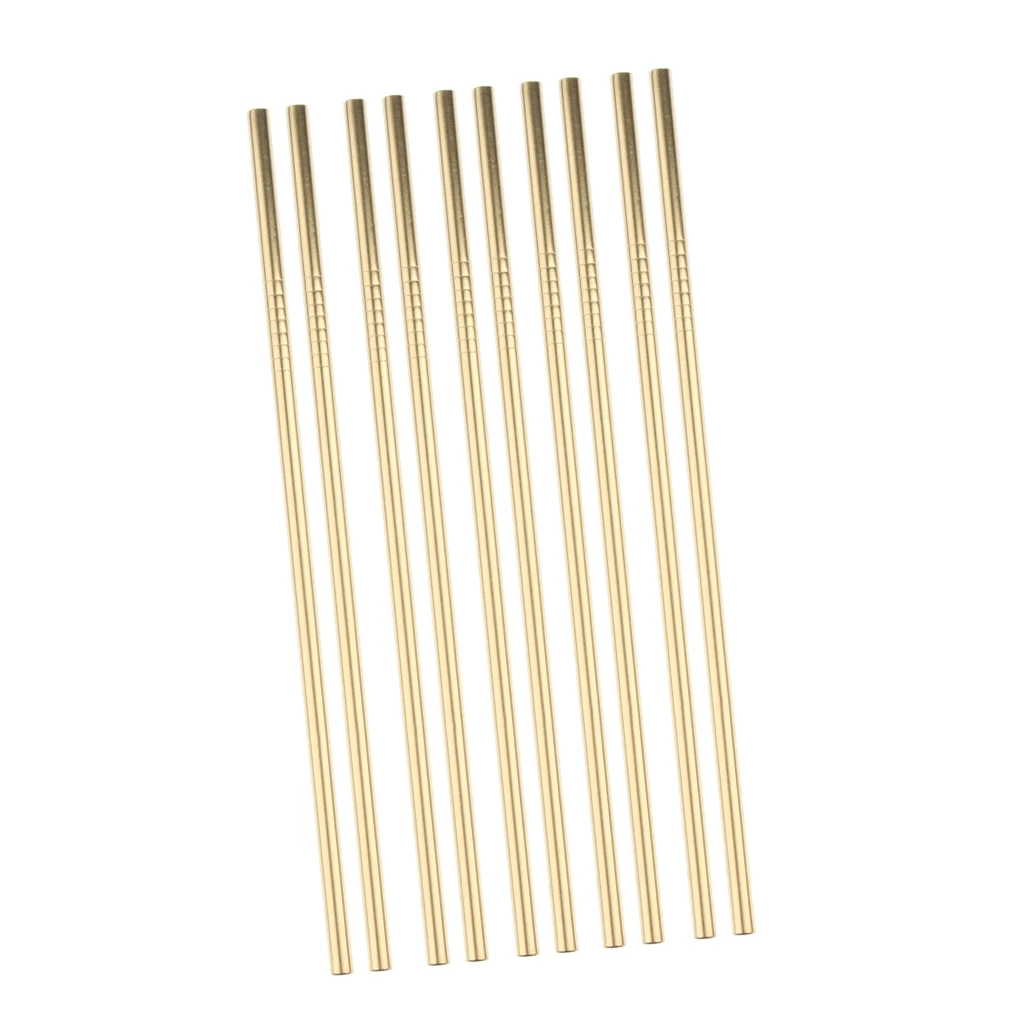 10 Pieces Reusable Metal Stainless Steel Drinking Straws Straight for Cups Gold Tone - Washable Easy to Clean